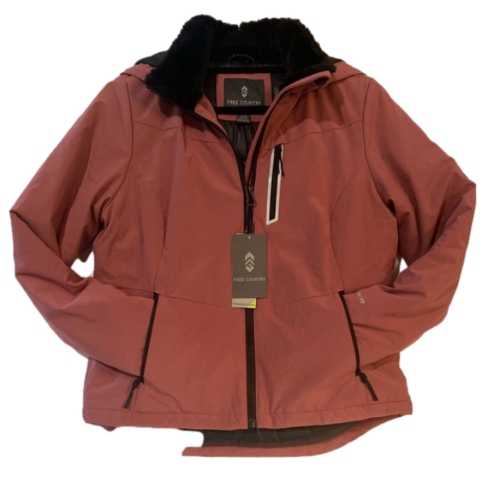Free Country~NWT~Thermo Super Softshell Ski Jacket~Attached Hood~Size S (34 -36)